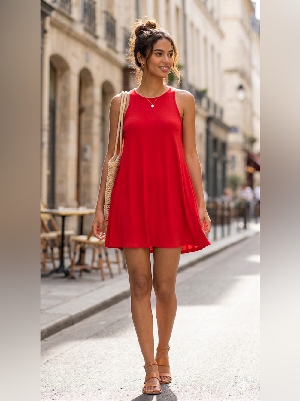 Lulus Red High Neck Sleeveless Swing Mini Dress Pockets Romantic Size Medium